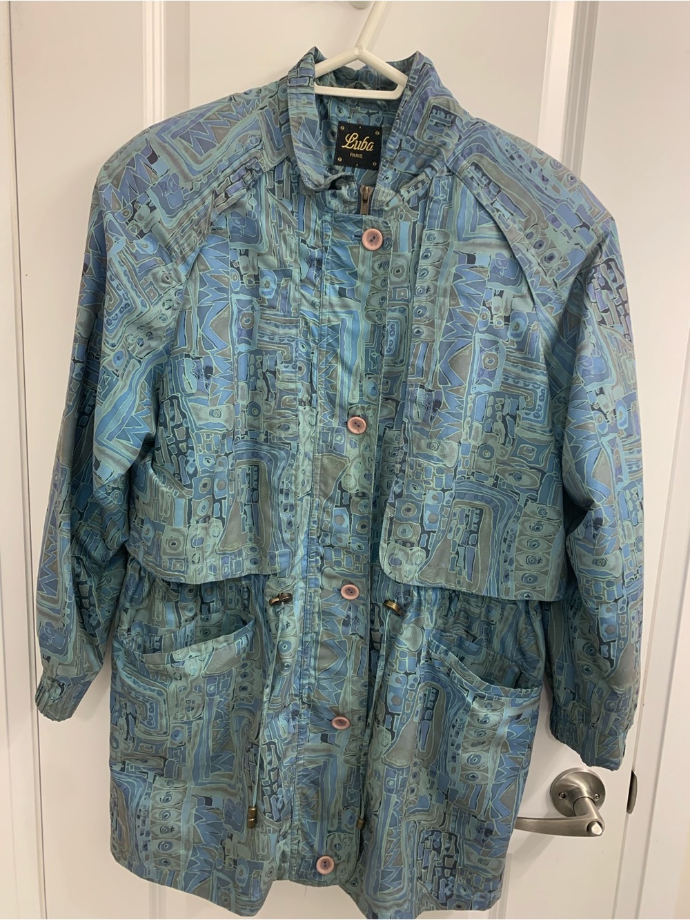 Vintage Luba Paris Blue Patterned Women’s Jacket - Picture 4 of 10